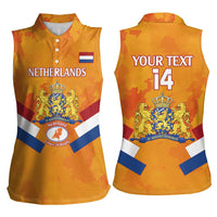 Custom Netherlands Rugby Women Sleeveless Polo Shirt 2024 Go Champions Nederland - Wonder Print Shop
