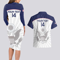 Custom United States Rugby Couples Matching Long Sleeve Bodycon Dress and Hawaiian Shirt 2024 Go Champions Eagles - Wonder Print Shop