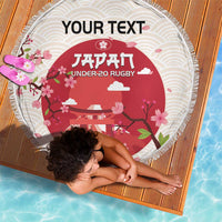 Custom Japan Rugby Beach Blanket 2024 Go Champions Cherry Blossoms - Wonder Print Shop