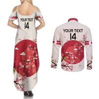 Custom Japan Rugby Couples Matching Summer Maxi Dress and Long Sleeve Button Shirt 2024 Go Champions Cherry Blossoms - Wonder Print Shop