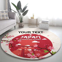 Custom Japan Rugby Round Carpet 2024 Go Champions Cherry Blossoms