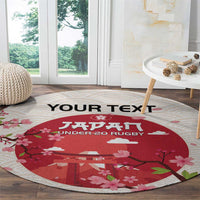 Custom Japan Rugby Round Carpet 2024 Go Champions Cherry Blossoms