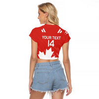 Custom Canada Rugby Raglan Cropped T Shirt 2024 Go Champions Maple Leaf - Wonder Print Shop