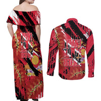 Trini To De Bone Couples Matching Off Shoulder Maxi Dress and Long Sleeve Button Shirt Proud To Be Trinidad and Tobago - Wonder Print Shop