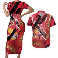 Trini To De Bone Couples Matching Short Sleeve Bodycon Dress and Hawaiian Shirt Proud To Be Trinidad and Tobago - Wonder Print Shop
