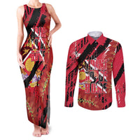 Trini To De Bone Couples Matching Tank Maxi Dress and Long Sleeve Button Shirt Proud To Be Trinidad and Tobago - Wonder Print Shop