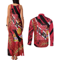 Trini To De Bone Couples Matching Tank Maxi Dress and Long Sleeve Button Shirt Proud To Be Trinidad and Tobago - Wonder Print Shop
