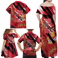 Trini To De Bone Family Matching Off Shoulder Maxi Dress and Hawaiian Shirt Proud To Be Trinidad and Tobago - Wonder Print Shop