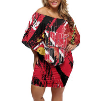Trini To De Bone Family Matching Off Shoulder Short Dress and Hawaiian Shirt Proud To Be Trinidad and Tobago - Wonder Print Shop