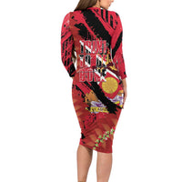 Trini To De Bone Long Sleeve Bodycon Dress Proud To Be Trinidad and Tobago - Wonder Print Shop