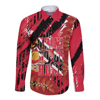 Trini To De Bone Long Sleeve Button Shirt Proud To Be Trinidad and Tobago - Wonder Print Shop