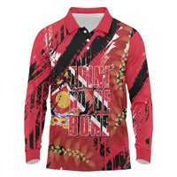 Trini To De Bone Long Sleeve Polo Shirt Proud To Be Trinidad and Tobago - Wonder Print Shop
