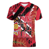 Trini To De Bone Women V-Neck T-Shirt Proud To Be Trinidad and Tobago - Wonder Print Shop