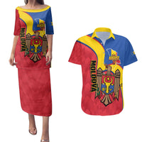 Moldova Independence Day Couples Matching Puletasi and Hawaiian Shirt August 27 One People One Nation - Wonder Print Shop