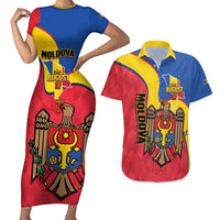 Moldova Independence Day Couples Matching Short Sleeve Bodycon Dress and Hawaiian Shirt August 27 One People One Nation - Wonder Print Shop