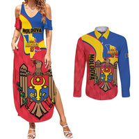 Moldova Independence Day Couples Matching Summer Maxi Dress and Long Sleeve Button Shirt August 27 One People One Nation - Wonder Print Shop