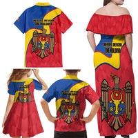 Moldova Independence Day Family Matching Off Shoulder Maxi Dress and Hawaiian Shirt August 27 One People One Nation - Wonder Print Shop