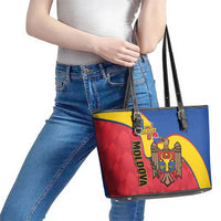 Moldova Independence Day Leather Tote Bag August 27 One People One Nation - Wonder Print Shop