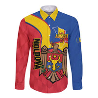 Moldova Independence Day Long Sleeve Button Shirt August 27 One People One Nation - Wonder Print Shop
