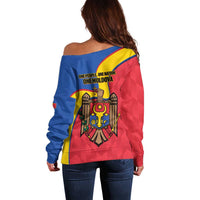 Moldova Independence Day Off Shoulder Sweater August 27 One People One Nation - Wonder Print Shop
