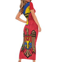 Moldova Independence Day Short Sleeve Bodycon Dress August 27 One People One Nation - Wonder Print Shop