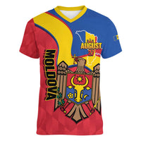 Moldova Independence Day Women V-Neck T-Shirt August 27 One People One Nation - Wonder Print Shop
