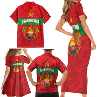 Transnistria Independence Day Family Matching Short Sleeve Bodycon Dress and Hawaiian Shirt Coat Of Arms Flag Style - Wonder Print Shop