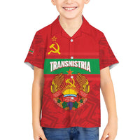 Transnistria Independence Day Family Matching Short Sleeve Bodycon Dress and Hawaiian Shirt Coat Of Arms Flag Style - Wonder Print Shop