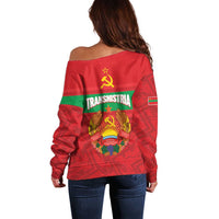 Transnistria Independence Day Off Shoulder Sweater Coat Of Arms Flag Style - Wonder Print Shop