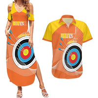 Personalised Bhutan Archery Couples Matching Summer Maxi Dress and Hawaiian Shirt Board Style Flag Color - Wonder Print Shop