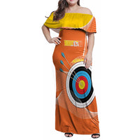 Personalised Bhutan Archery Family Matching Off Shoulder Maxi Dress and Hawaiian Shirt Board Style Flag Color - Wonder Print Shop