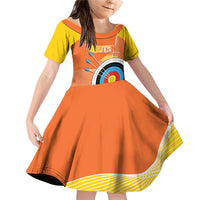 Personalised Bhutan Archery Family Matching Off Shoulder Short Dress and Hawaiian Shirt Board Style Flag Color - Wonder Print Shop