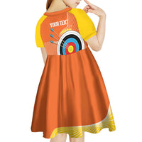 Personalised Bhutan Archery Kid Short Sleeve Dress Board Style Flag Color - Wonder Print Shop
