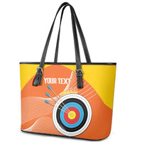 Personalised Bhutan Archery Leather Tote Bag Board Style Flag Color - Wonder Print Shop