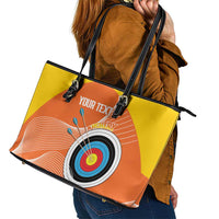 Personalised Bhutan Archery Leather Tote Bag Board Style Flag Color - Wonder Print Shop