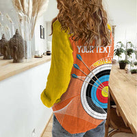 Personalised Bhutan Archery Women Casual Shirt Board Style Flag Color - Wonder Print Shop