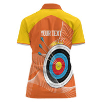 Personalised Bhutan Archery Women Polo Shirt Board Style Flag Color - Wonder Print Shop