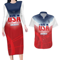 Personalized United States Archery Couples Matching Long Sleeve Bodycon Dress and Hawaiian Shirt USA 2025 Sporty Style - Wonder Print Shop