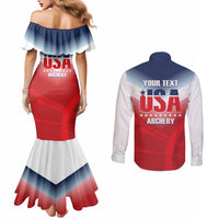 Personalized United States Archery Couples Matching Mermaid Dress and Long Sleeve Button Shirt USA 2025 Sporty Style - Wonder Print Shop