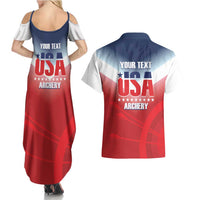Personalized United States Archery Couples Matching Summer Maxi Dress and Hawaiian Shirt USA 2025 Sporty Style - Wonder Print Shop