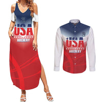 Personalized United States Archery Couples Matching Summer Maxi Dress and Long Sleeve Button Shirt USA 2025 Sporty Style - Wonder Print Shop