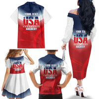 Personalized United States Archery Family Matching Off The Shoulder Long Sleeve Dress and Hawaiian Shirt USA 2025 Sporty Style - Wonder Print Shop