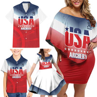 Personalized United States Archery Family Matching Off Shoulder Short Dress and Hawaiian Shirt USA 2025 Sporty Style - Wonder Print Shop