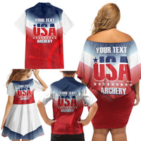 Personalized United States Archery Family Matching Off Shoulder Short Dress and Hawaiian Shirt USA 2025 Sporty Style - Wonder Print Shop