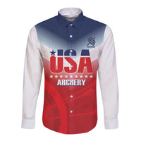 Personalized United States Archery Long Sleeve Button Shirt USA 2025 Sporty Style - Wonder Print Shop