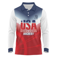 Personalized United States Archery Long Sleeve Polo Shirt USA 2025 Sporty Style - Wonder Print Shop