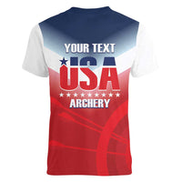 Personalized United States Archery Women V-Neck T-Shirt USA 2025 Sporty Style - Wonder Print Shop