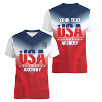 Personalized United States Archery Women V-Neck T-Shirt USA 2025 Sporty Style - Wonder Print Shop