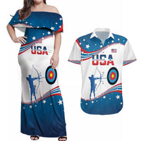 Personalized United States Archery Couples Matching Off Shoulder Maxi Dress and Hawaiian Shirt USA Sport Curve Style - Wonder Print Shop