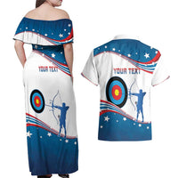 Personalized United States Archery Couples Matching Off Shoulder Maxi Dress and Hawaiian Shirt USA Sport Curve Style - Wonder Print Shop